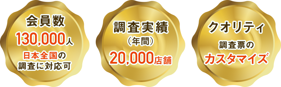 会員数130000人調査実績20000店舗調査票のカスタマイズ